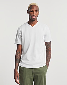 White V-Neck T-shirt Long