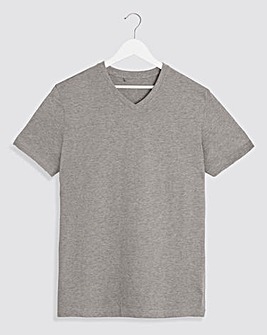 Grey Marl V-Neck T-shirt Long