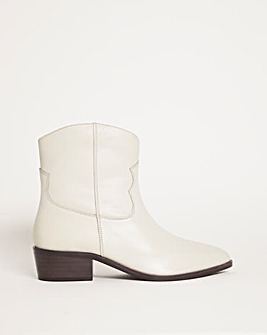 Aida Leather Western Ankle Boots Wide Fit