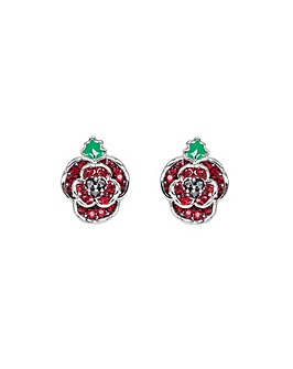 Rhodium plated crystal Poppy earrings