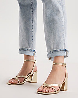 Amaya Metallic Strappy Toe Post Heeled Sandals Wide Fit