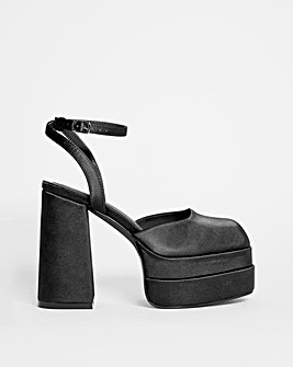 Athene Square Toe Platform Heeled Court Shoes Ex Wide Fit