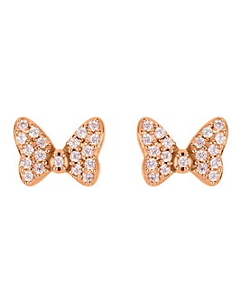 Disney Minnie Mouse Bow Rose Gold Stud Earrings