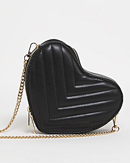 Black Heart Quilted Chain Strap Bag