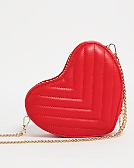 Red Heart Quilted Chain Strap Bag