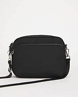 Black Nylon Zip Detail Camera Bag
