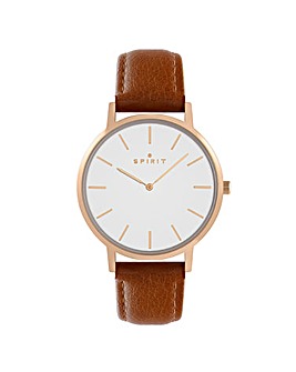 Spirit Mens Tan Leather Strap Watch