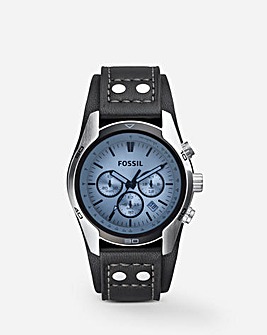 Fossil Mens Black Leather Strap Watch