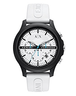 Armani Exchange Mens White Strap Watch