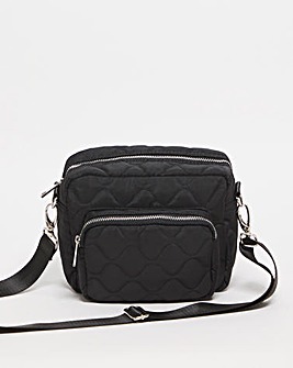 Nylon Quilted Cross Body Camera Bag
