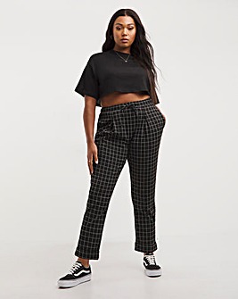 Grid Check Ponte Tapered Trousers