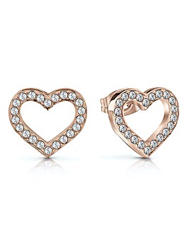 Guess Diamante Heart Stud Earrings