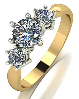 9ct Gold 1ct Total Eq Moissanite Solitaire Ring with Moissanite Shoulders