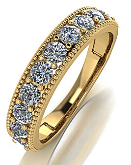 9ct Gold 10 Stone Moissanite Band Ring total eq 1.00ct