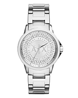 Armani Exchange Womens Silver Stainless Steel Strap Watch