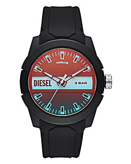 Diesel Mens Double Up Black Nylon Watch