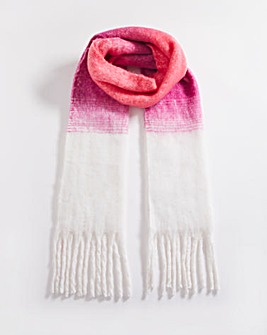 Colour Block Pink Fluffy Scarf