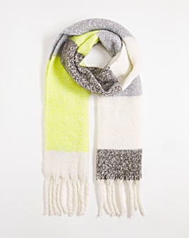 Recycled Grey & Lime Stripe Supersoft Blanket Scarf