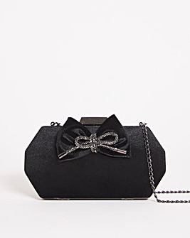 Bow Detail Velvet Clutch Bag