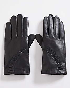 Ruffle Detail Real Leather Glove