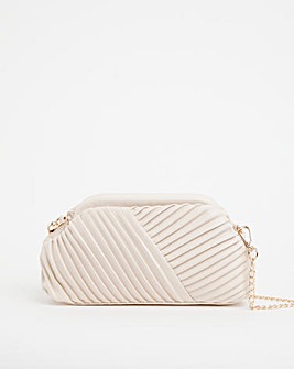 Ecru Pleated Detail Clutch Bag