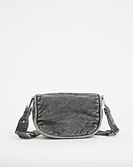 Grey Denim Soft Volume Crossbody Bag