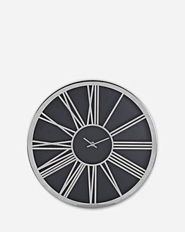 40cm Baillie Black & Chrome Wall Clock