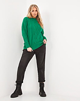 Bright Green Dolman Sleeve Cable Jumper