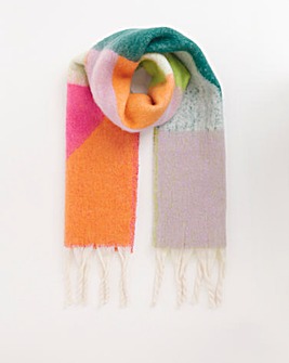 Bright Fluffy Geometric Blanket Scarf