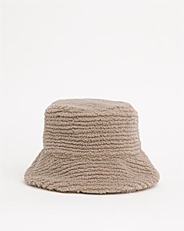 Beige Borg Bucket Hat