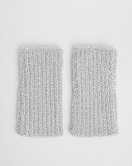 Grey Lurex Detail Fluffy Handwarmers