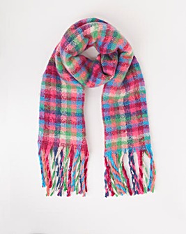 Bright Check Fluffy Blanket Scarf