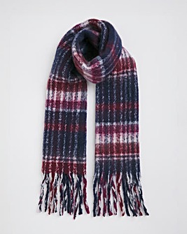 Burgundy Check Fluffy Blanket Scarf