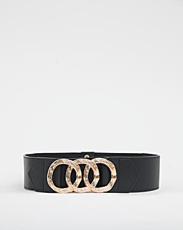 Black Ring Buckle Waist Stretch Belt