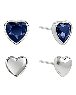 Radley Silver Plated Blue Heart Stone Set Twin Pack Stud Earrings