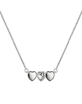 Radley Silver Plated Triple Heart Stone Set Chain Necklace