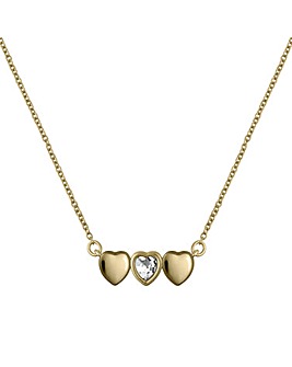 Radley 18ct Gold Plated Triple Heart Stone Set Chain Necklace