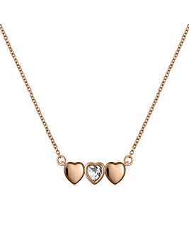 Radley 18ct Rose Gold Plated Triple Heart Stone Set Chain Necklace