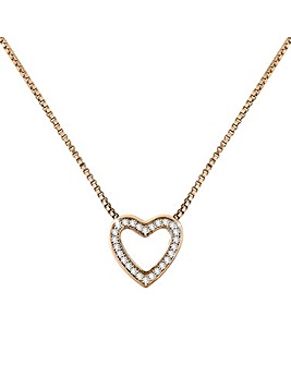 Radley 18ct Rose Gold Plated Stone Set Open Heart Pendant Necklace