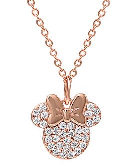 Mickey and Minnie Rose Gold Necklace