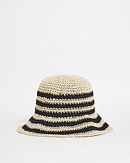 Stripe Crochet Straw Hat