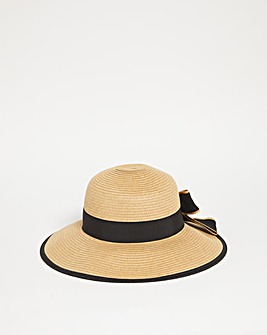 Wide Brim Banded Natural Straw Hat
