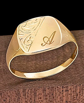Gents 9ct Gold Personalised Signet Ring