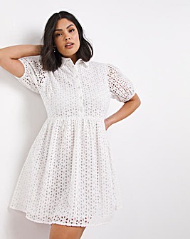 White Broderie Shirt Dress