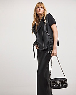 Black Studded Detail Shoulder Bag