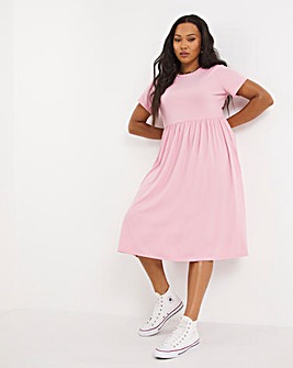 Pink Supersoft Midi Dress With Pockets