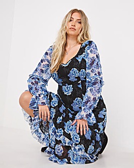 Simply Beautiful Mixed Print Tiered Midi Dress