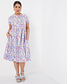 Floral Supersoft Midi Dress With Pockets