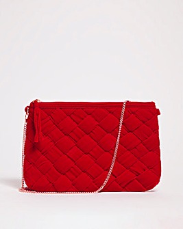 Red Velvet Woven Clutch Bag