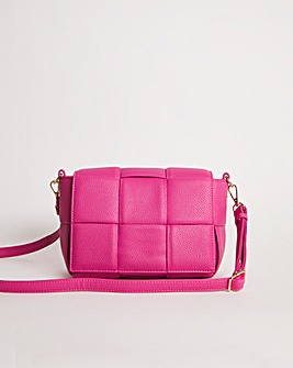 Pink Woven Quilted Across Body Bag